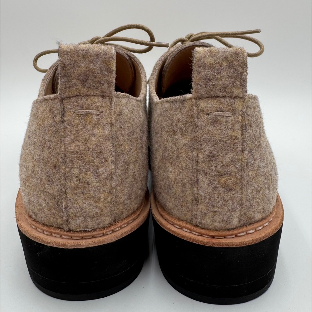Eileen Fisher Nims Felt Platform Oxford Shoes Minimalist Womens 9.5 Barley Tan - Picture 3 of 14
